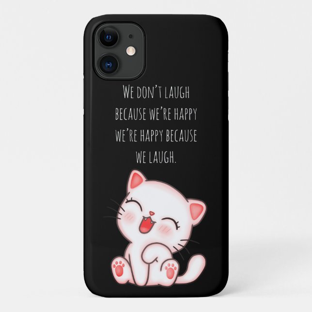 Capa Para iPhone 11 Gatinho Gato Rindo (Verso)