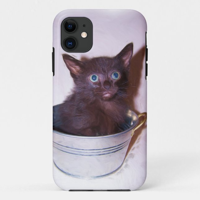 Capa Para iPhone 11 gatinho preto (Verso)