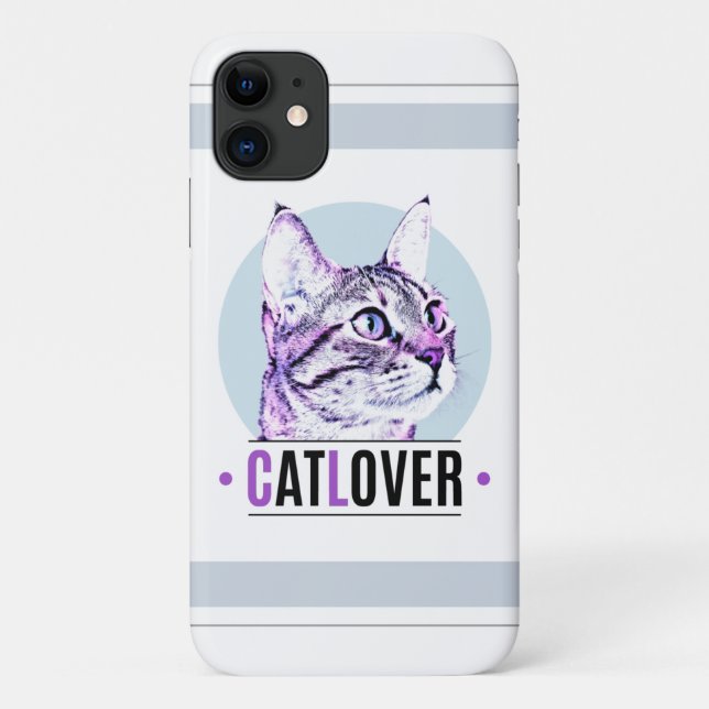 Capa Para iPhone 11 Gatinho rosa e preto (Verso)