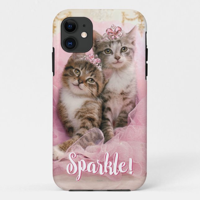 Capa Para iPhone 11 Gatinhos doces nas tiaras e no tutu Sparkly (Verso)