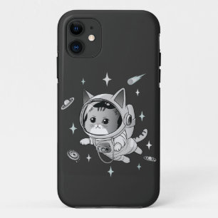 Capa Para iPhone 11 Gato Astronauta no Gato de Corte Espacial
