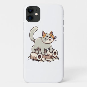 Capa Para iPhone 11 Gato Brincando com Papel Higiênico