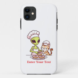 Capa Para iPhone 11 Gato Chef Alien Donut Design Kawaii