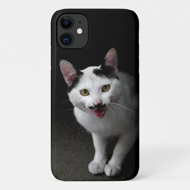 Capa Para iPhone 11 Gato com bigode (Verso)