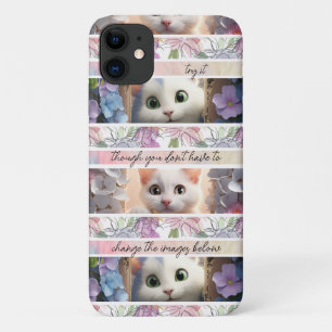 Capa Para iPhone 11 Gato de Foto Substituível Belo Striped