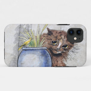 Capa Para iPhone 11 Gato e Pássaro Pequeno Amarelo, Louis Wain