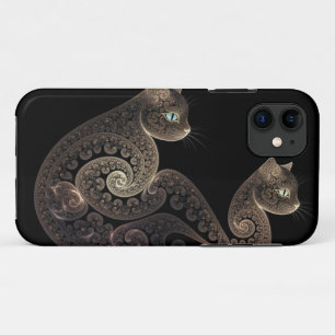 Capa Para iPhone 11 Gato fractal de serpentina