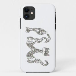 Capa Para iPhone 11 Gato Personalizado Monograma Font Metálico Abalone