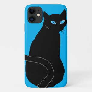 Capa Para iPhone 11 Gato Preto Com Olhos Azuis