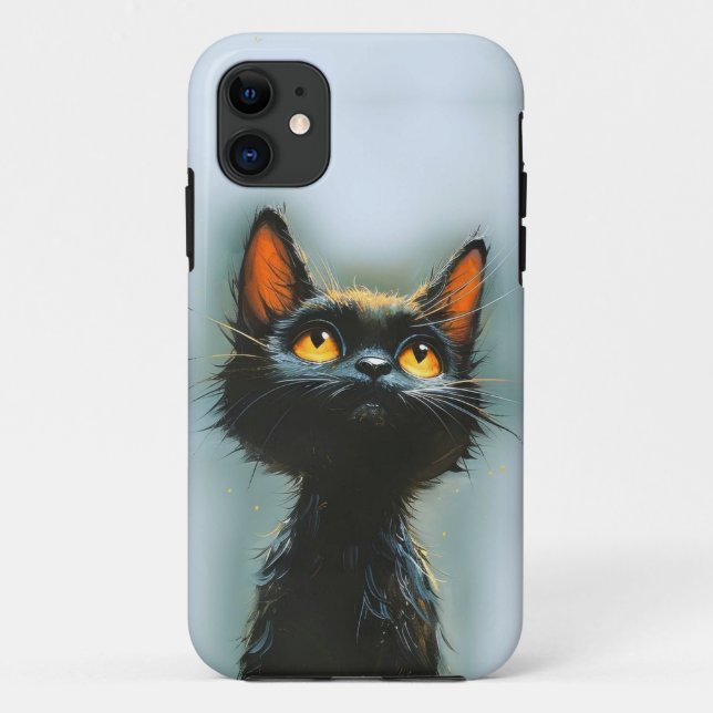 Capa Para iPhone 11 Gato Preto Enfeitiçado (Verso)