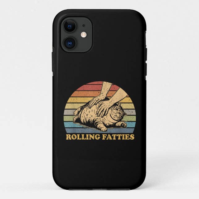 Capa Para iPhone 11 Gato Rolando Bolas Gordas Engraçado (Verso)
