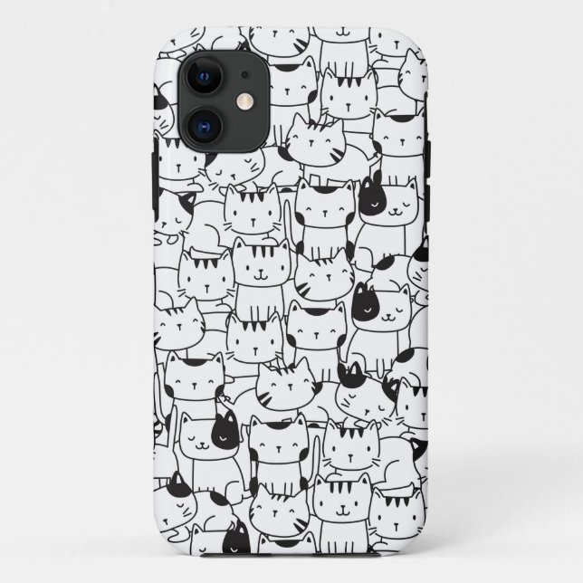 Capa Para iPhone 11 Gatos Brancos E Pretos (Verso)