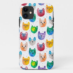 Capa Para iPhone 11 Gatos e amigos da aguarela