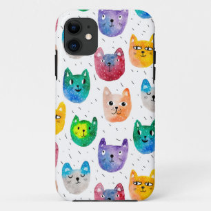 Capa Para iPhone 11 Gatos e amigos da aguarela