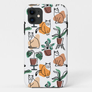 Capa Para iPhone 11 Gatos e flores para desenho de linhagens