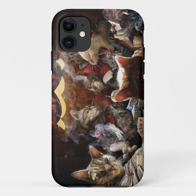 Capa Para iPhone 11 Gatos jogando pôquer (Verso)