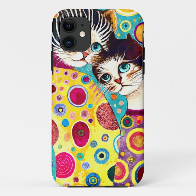 Capa Para iPhone 11 Gatos loucos abstratos legais (Verso)