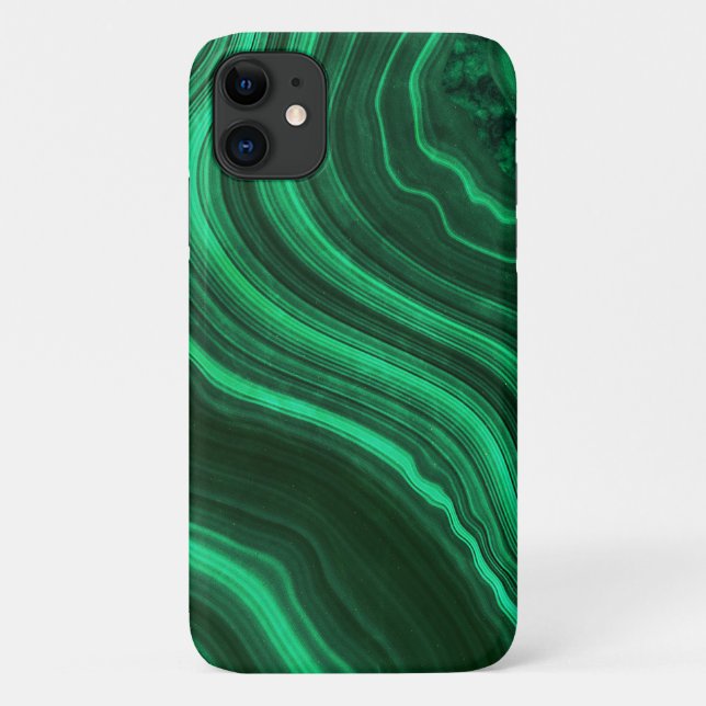 Capa Para iPhone 11 Gemstone de Agate de Marble Verde (Verso)