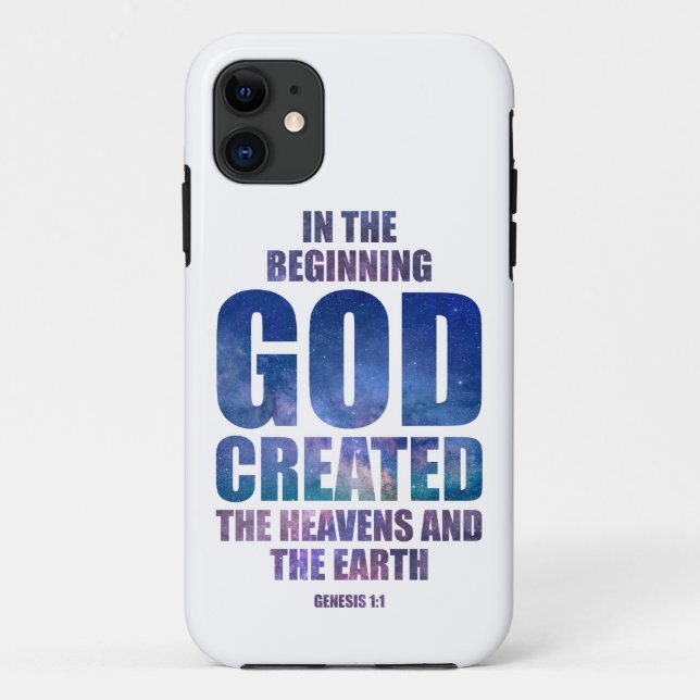 Capa Para iPhone 11 Gênesis 1:1 No Universo Criado DEUS inicial (Verso)