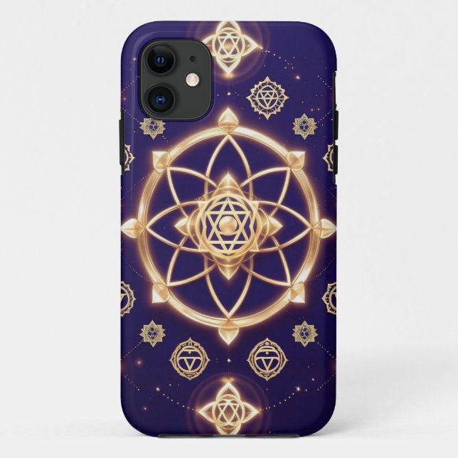 Capa Para iPhone 11 Geometria Celestial da Luz — Padrão Sagrado (Verso)