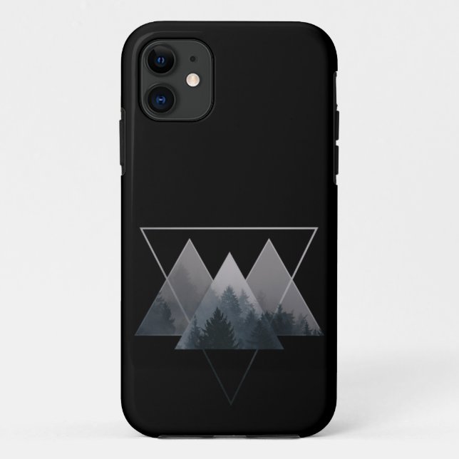 Capa Para iPhone 11 Geometria triângulo Mistura Fores (Verso)