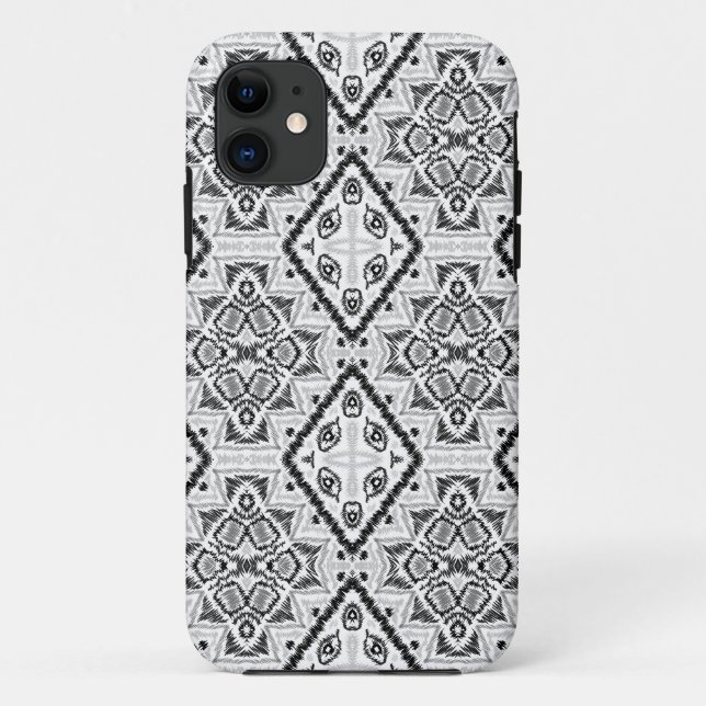 Capa Para iPhone 11 Geométrico, padrão, preto e branco (Verso)