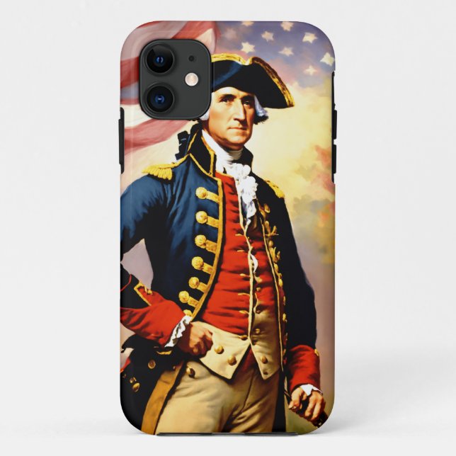 Capa Para iPhone 11 George Washington com traje de guerra (Verso)