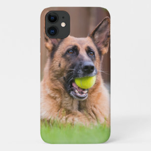 Capa Para iPhone 11 German shepherd Com Bola De Tênis