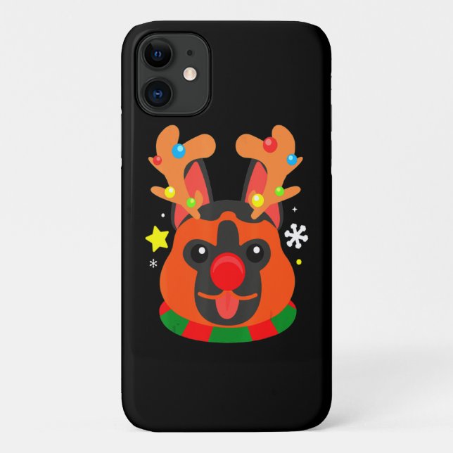 Capa Para iPhone 11 German Shepherd Cute Christmas (Verso)