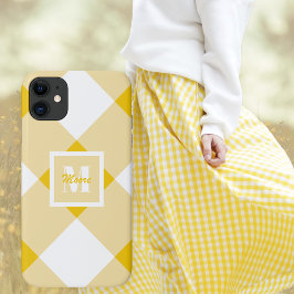 Capa Para iPhone 11 Gingham amarelo para Dia de as mães ou Aniversário