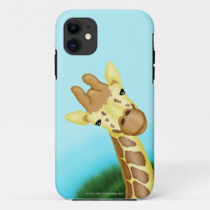 Capa Para iPhone 11 Girafa amarelo legal no fundo azul