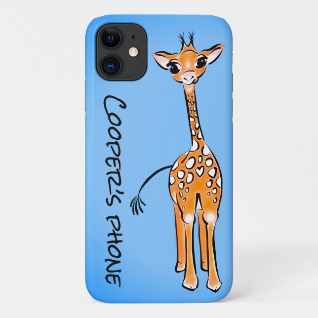 Capa Para iPhone 11 Girafa bonita - azul bebê (Verso)