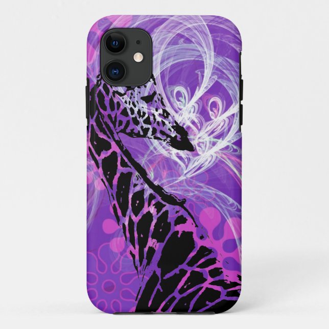 Capa Para iPhone 11 Girafa Flor Roxa (Verso)