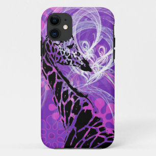 Capa Para iPhone 11 Girafa florescido roxo