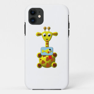 Capa Para iPhone 11 Girafa Fofa com Peixe Dourado