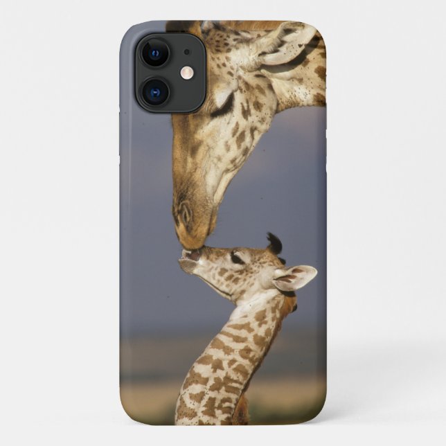 Capa Para iPhone 11 Giraffe beijando bebê girafa (Verso)