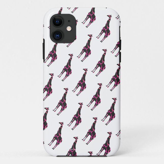 Capa Para iPhone 11 Giraffe Hot Pink e Black Silhout (Verso)