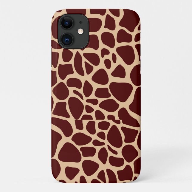 Capa Para iPhone 11 Giraffe Textura da pele Escuro Padrão Marrom Escur (Verso)