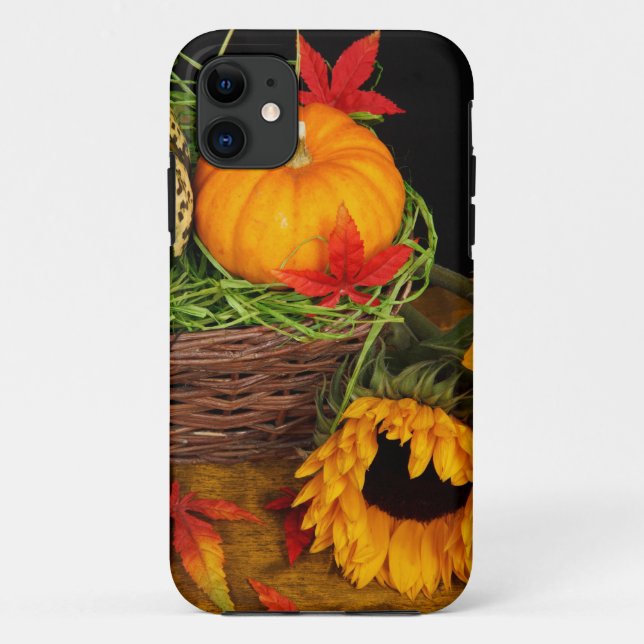 Capa Para iPhone 11 Girassóis da colheita da queda (Verso)