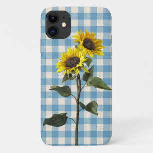 Capa Para iPhone 11 Girassóis em azul e branco controlados