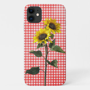 Capa Para iPhone 11 Girassóis sobre gingham