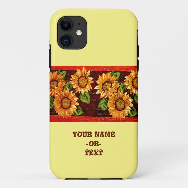Capa Para iPhone 11 Girassol com texto (Verso)
