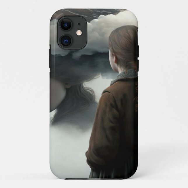 Capa Para iPhone 11 Girl with clouds (Verso)
