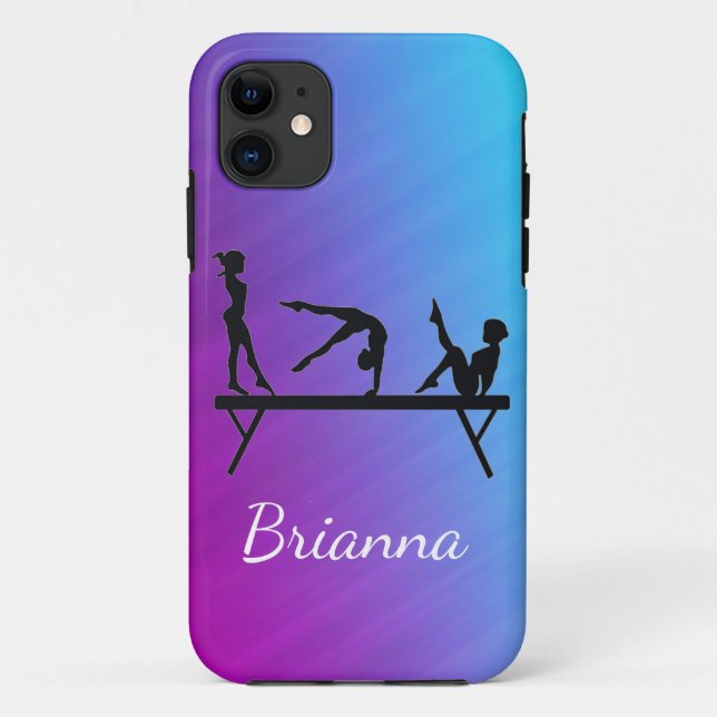 Capa Para iPhone 11 Girls Gymnastics Beam Personalizado (Verso)