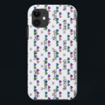 Capa Para iPhone 11 Girly Glitter Hearts Name<br><div class="desc">Este design apresenta pequenos corações brilhantes azuis,  roxos,  amarelos,  cor-de-rosa e verdes sobre um fundo branco. Excelente para a garota na sua vida. Adicione um nome para tornar seu presente super pessoal! Criado pela imprensa simplesmente de farmácia.</div>