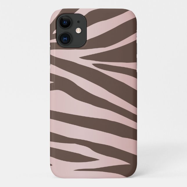Capa Para iPhone 11 Girly Pink e Brown Zebra (Verso)