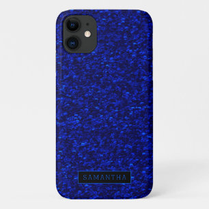Capa Para iPhone 11 Girly Royal Blue Sparkle Sequins Monograma