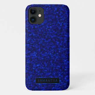 Capa Para iPhone 11 Girly Royal Blue Sparkle Sequins Monograma