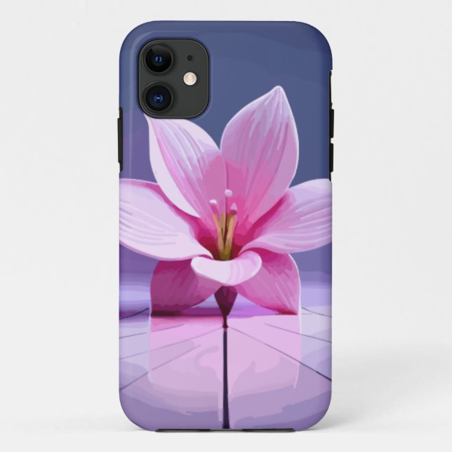 Capa Para iPhone 11 Gladíolos Dimensionais: Masterícula Rosa e Púrpura (Verso)