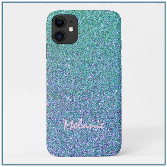 Capa Para iPhone 11 Glam Blue Green and Purple Glitter (Criador carregado)